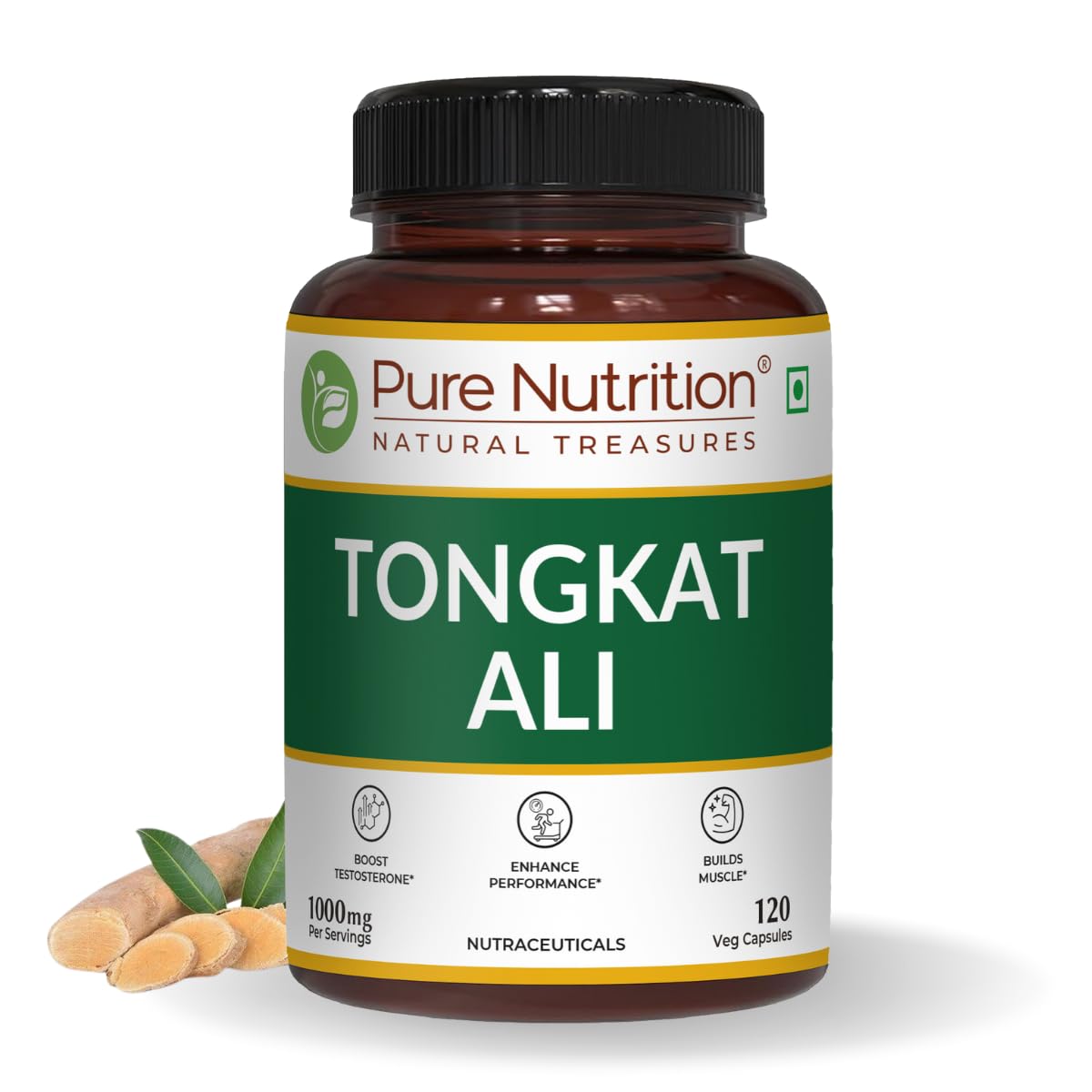 Pure Nutrition Organic Tongkat Ali 1000mg | 120 Veg Capsules | Supports Male Wellness | Boosts Energy, Immunity & Stamina | Enhances Stress Tolerance | Natural Herbal Supplement | Gluten-Free
