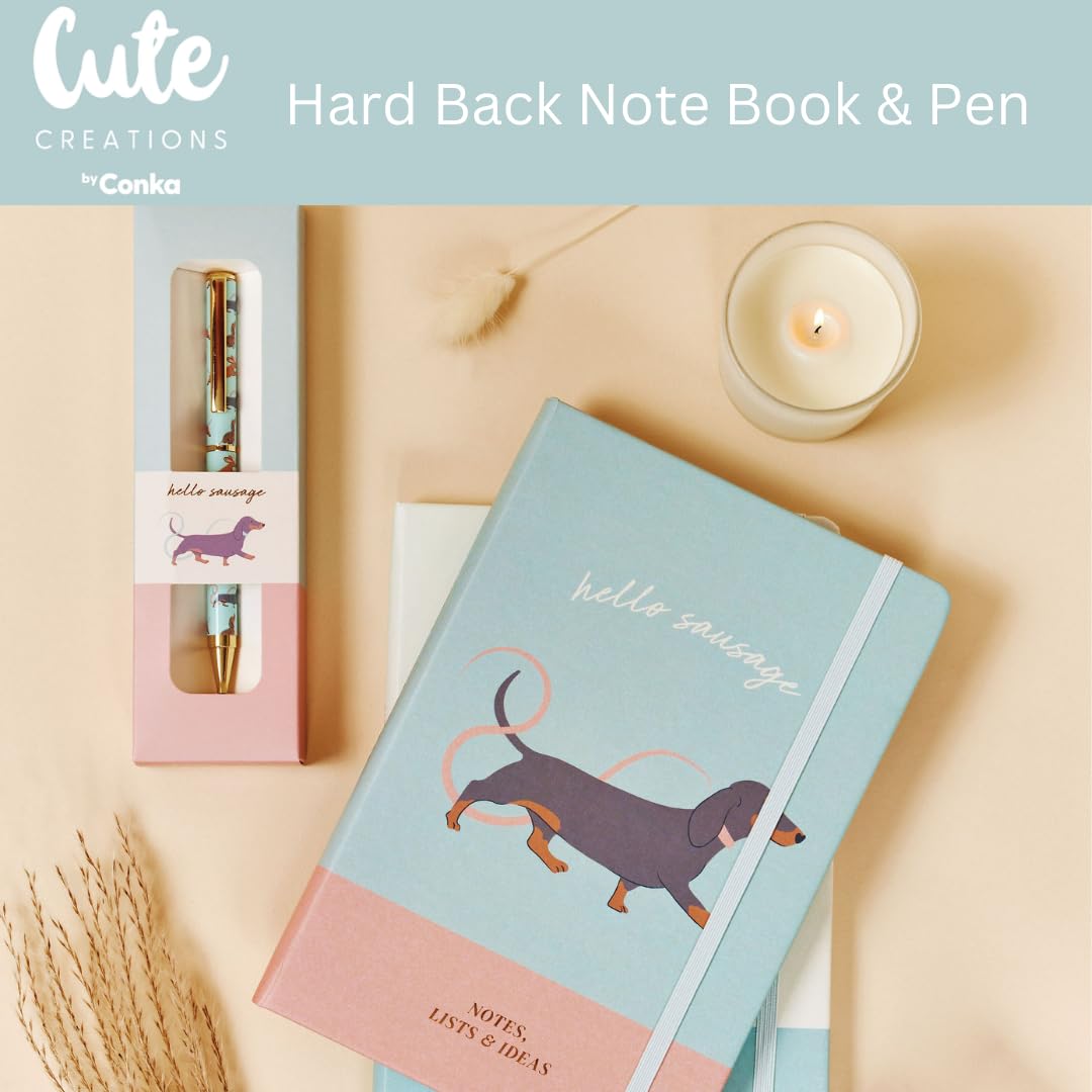 Cute Creations Dog Lovers Schreibwaren Geschenkset, 7-teilige Kollektion, A4/A5, inklusive Notizbuch, Planer, Notizblock, Stift, Haftnotizen (Dackel-Geschenkset)