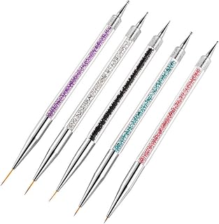 5pcs Nail Art Liner Brushes, Manicure Drill Drawing Nails Brush Pen, Double Ended Dotting Tools Set, 3D Nail Dotting Painting Drawing Pens Dual-ended Nail Art Liner Brushes