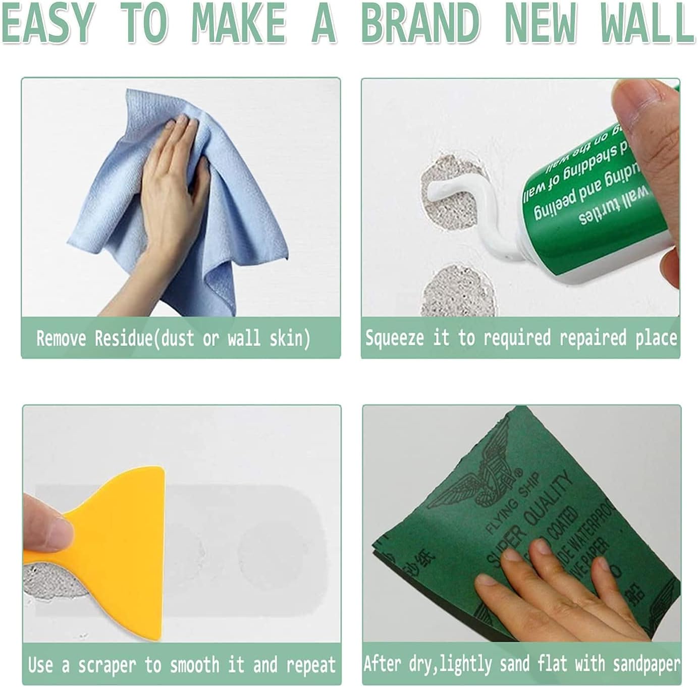 Drywall Repair Kit with Scraper,Wall Mending Agent,Wall Repeair Paste Large Hole Drywall Patch,Easy to Fill Holes in Home Wall and Quick Repair Wall Crack (1 PCS)
