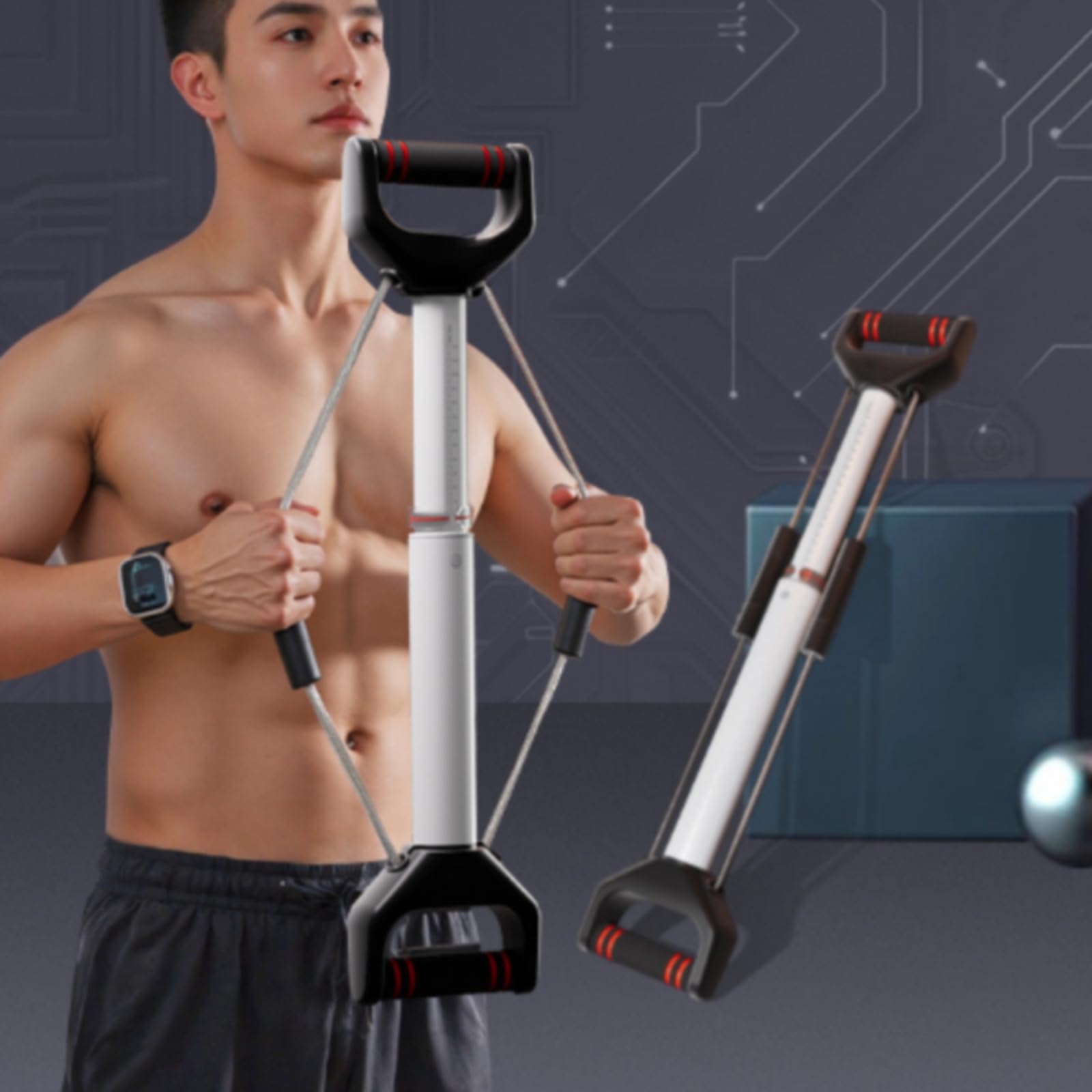 Barra di Torsione Compatto Barra a Molla Ergonomico Manubrio con Maniglie in Gomma per Sportivi