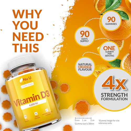 Vitamin D3 Gummies 4000 IU Adults - 90 High Strength Gummies - 1 a Day - Natural Orange Flavour - Vegetarian VIT D Supplement - Chewable VIT D Gummy - Made in The UK - Nu U Nutrition - Image 5