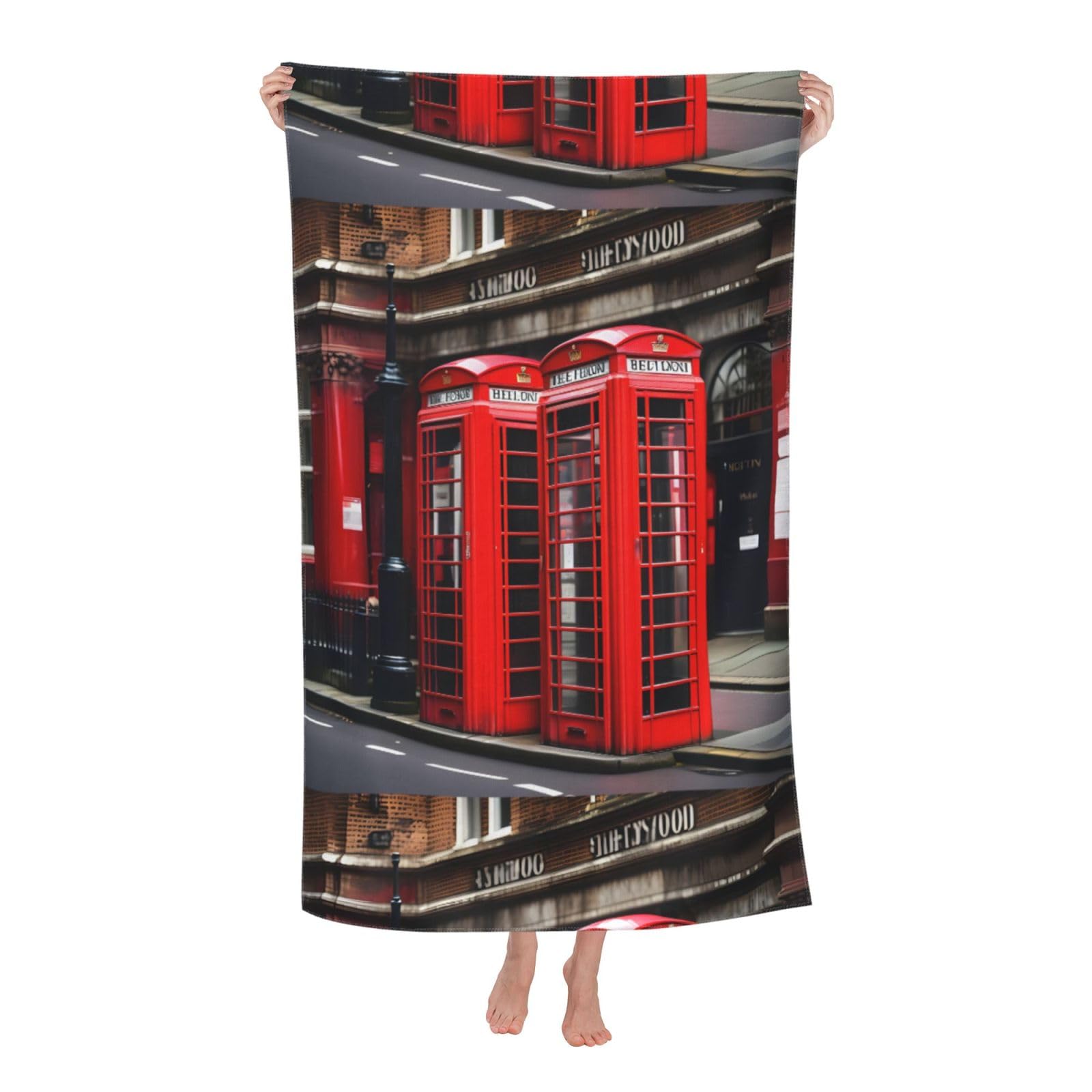 Cbaaghh Phone Booth London Street Print Adult Beach Towels,Beach & Pool Towel,Beach Towels,Towels For Camping