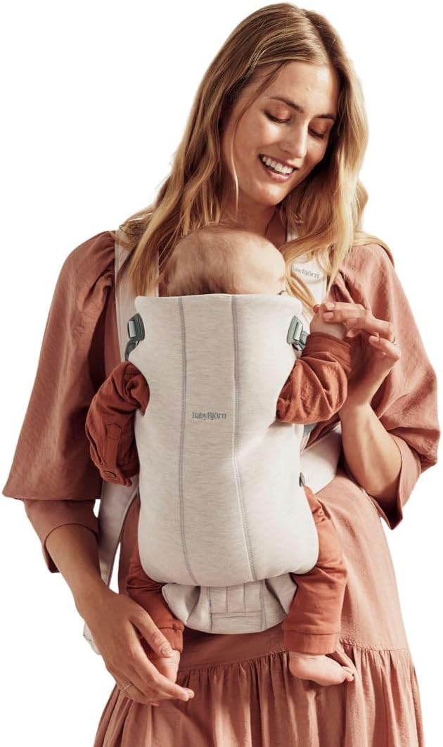 Baby Carrier Mini, 3D Jersey, Light Beige, Infant Carrier for Newborns (0-12 Months), Soft, Ergonomic and Easy to Use