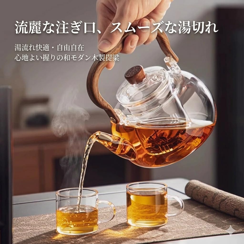 Amazon | ZEHJTHM 耐熱ガラス ティーポット 1100ml 直火・電陶炉対応