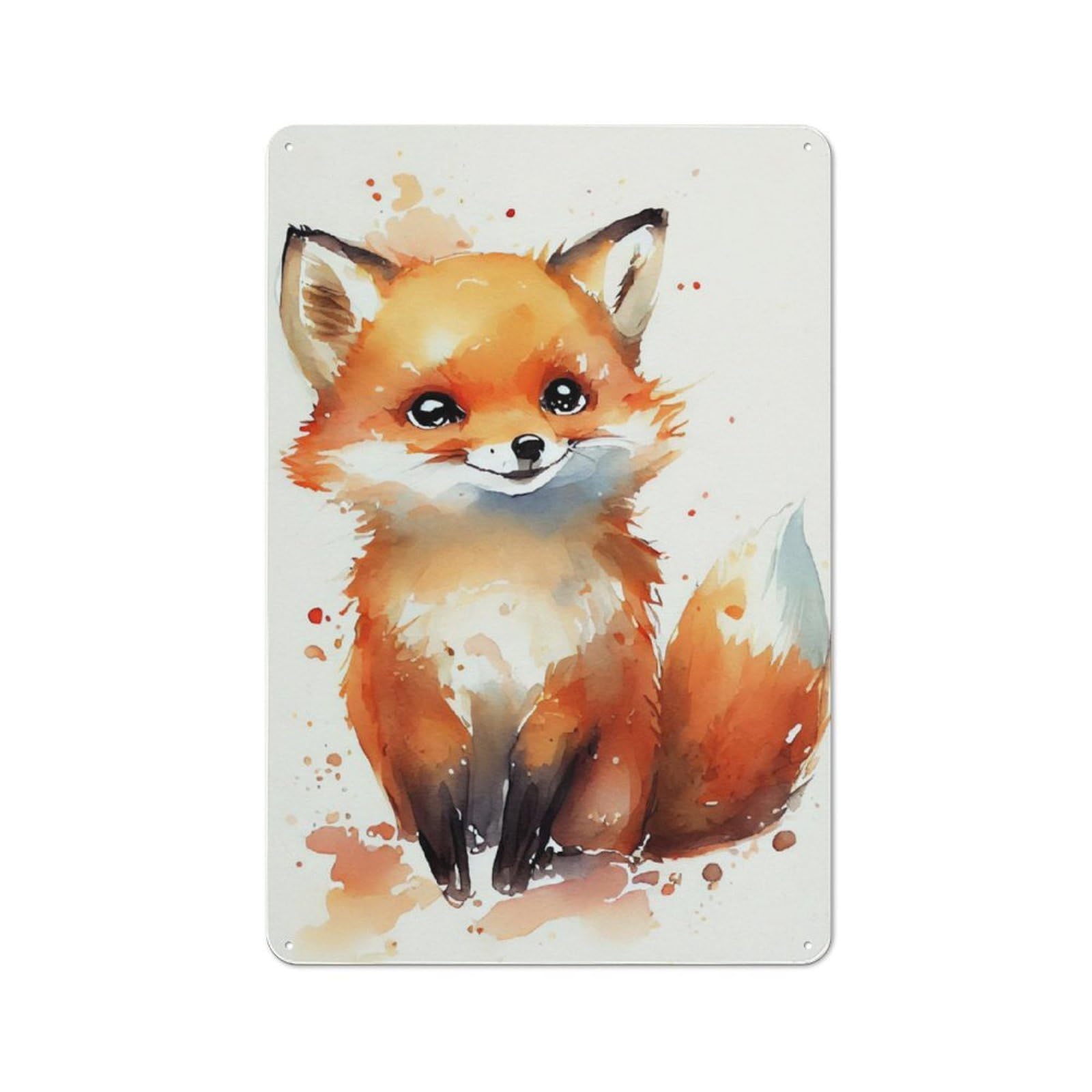 Junmoney Fox Cute Animal Industrial Tin Wall Sign 30X20cm Featuring Urban Room Decor For Workspace, Cafe, Hallway Or Garage