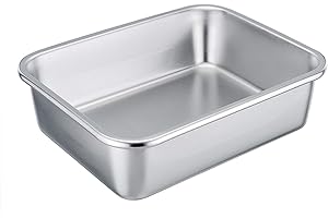 TeamFar Stainless Steel Rectangular 8x10x3 Baking Dish for Brownie Lasagna Pasta and Casserole