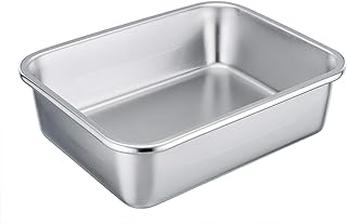 TeamFar Rectangular Cake Pan Brownie Pan, Stainless Steel Lasagna Casserole Baking Pan, 8’’x10’’x3’’, Rust Free & Non Toxi...