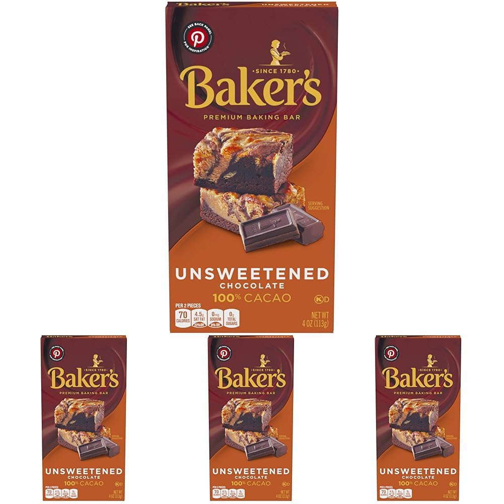 Baker's Unsweetened Chocolate Premium Baking Bar with 100
