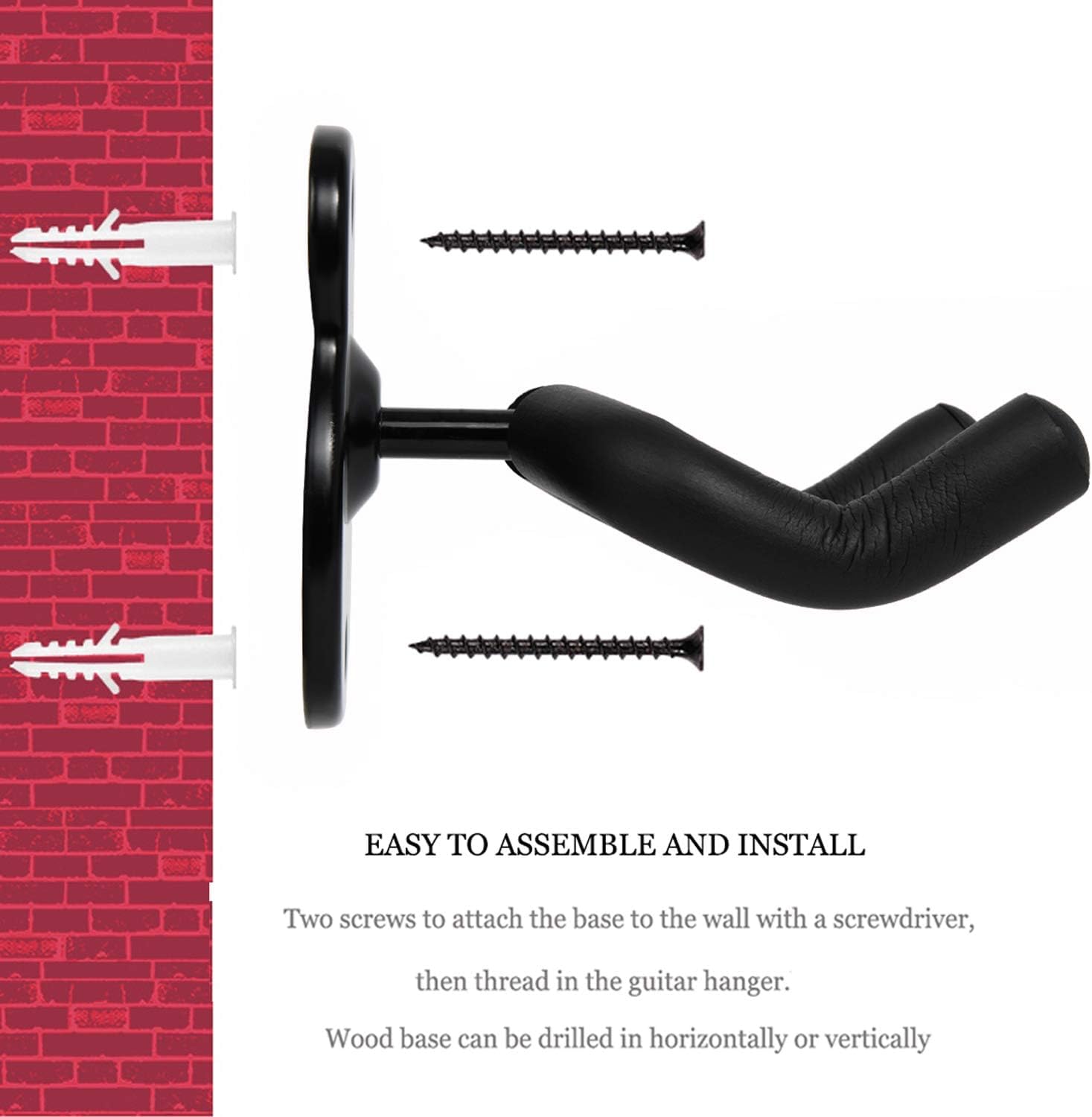 Gitaar Wall Mount Hangers 3 Pack, Gitaar Stijl Wandhouders Haken Stands voor Akoestische Elektrische Bas Klassieke Ukulele Gitaren (3 stuks