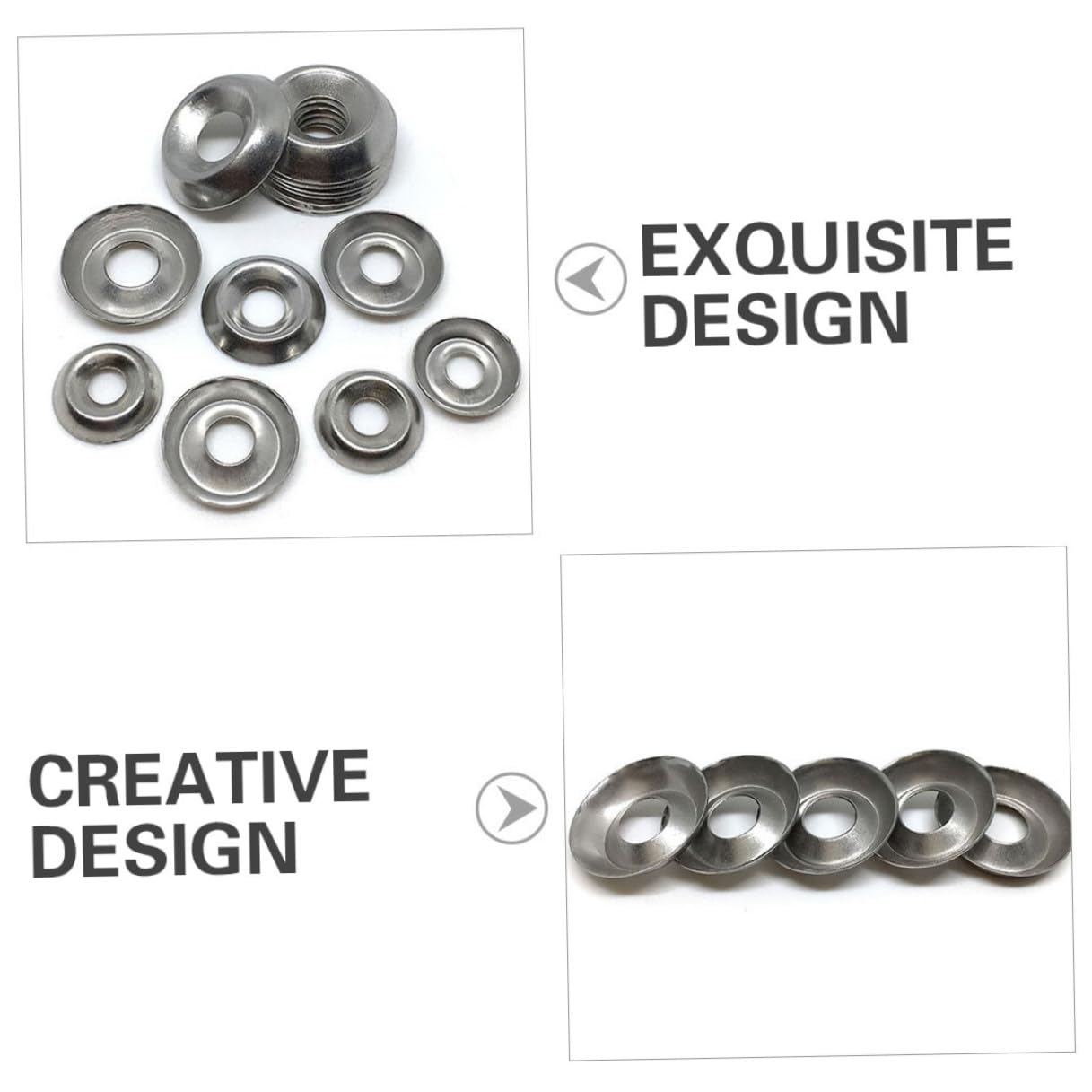 100 Pcs 304 Stainless Steel Bowl-Shaped Washers Screw Gaskets Polished Bolt Washers for Industrial Hardware Repair and Replacement