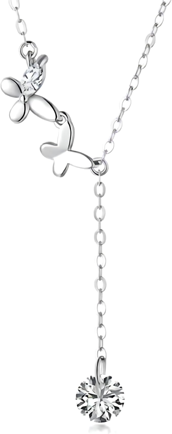 Gargantilla de Plata 925 con Mariposa y Dije Circular de Circonita  | Joyería Fina para Mujer, Collar y Cadena de Plata de Ley  | ¡Irresistible!