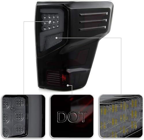 Miniatura 4 de ACANII - Para [modelo incandescente] Nissan Titan 2016-2021 | Titan XD negro ahumado LED tubo luces traseras lámparas izquierda y derecha