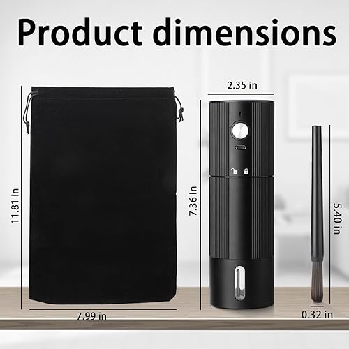 Miniatura 2 de Molinillo de café eléctrico portátil con rebabas cónicas con 45 ajustes ajustables, molinillo de café inalámbrico para expreso, hogar, viajes,