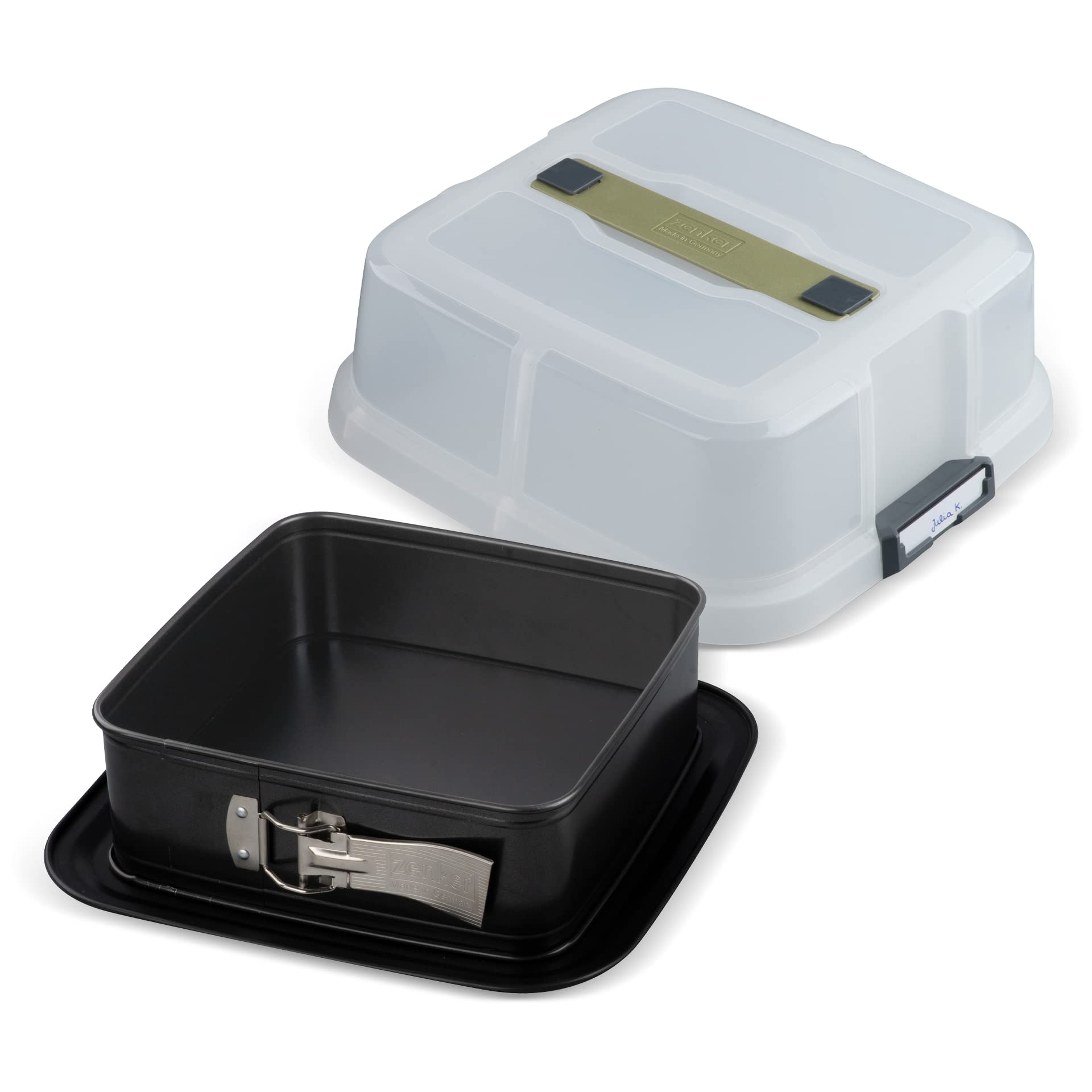 Molde cuadrado Zenker Bake Click Go de 24x24 cm con tapa de transporte