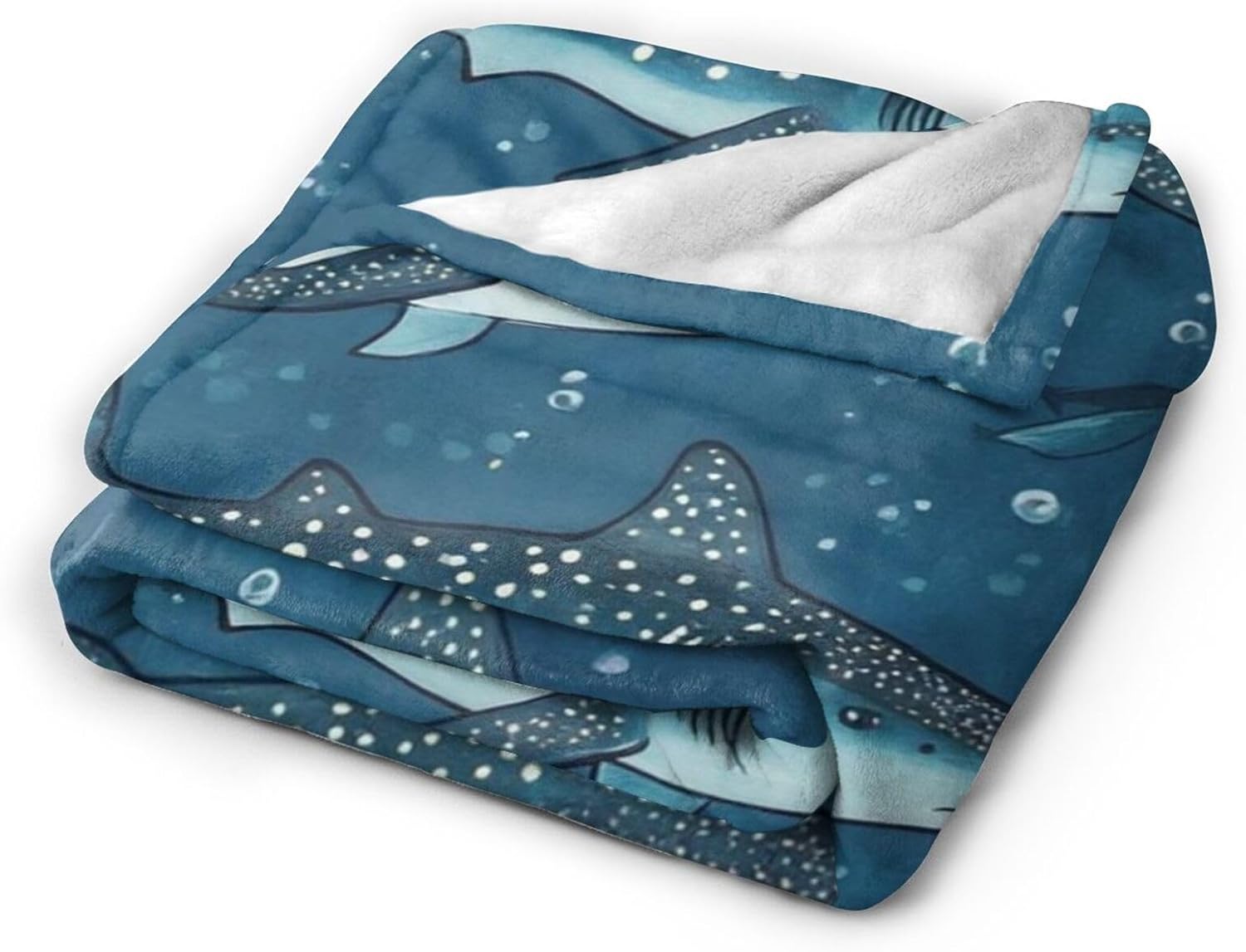 Whale Shark Ocean Throw Blanket All Season Warm Fluffy Soft Lightweight Flannel Blankets for Sofa Bed Travel Living Room Decor 80"X60"