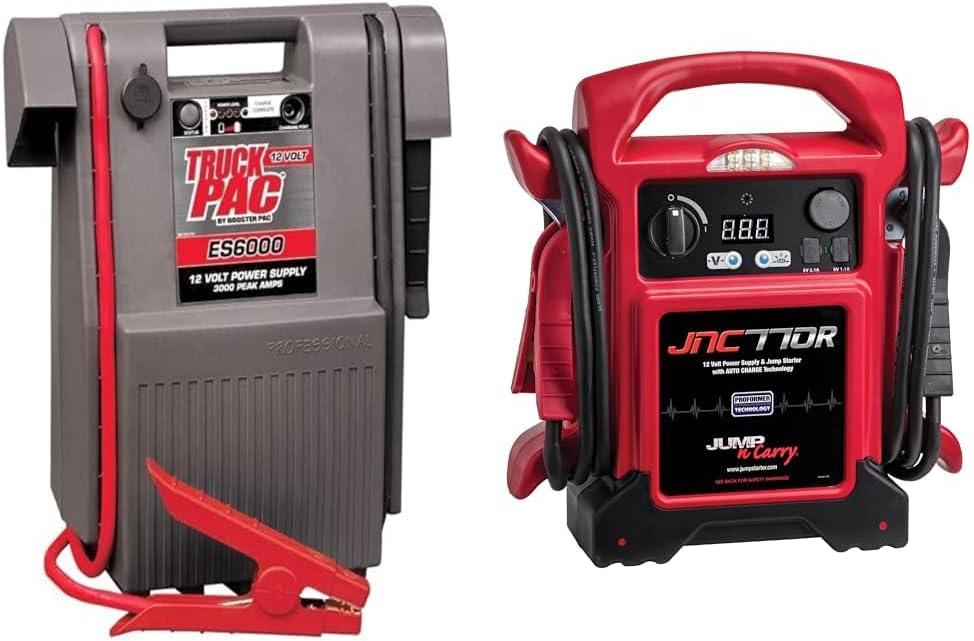 Clore Automotive Truck PAC ES6000 3000 Peak Amp + JNC770R 1700 Peak Amp Premium 12V Jump Starter Bundle