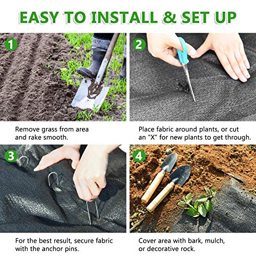 Pomeat Weed Barrier Landscape Fabric Heavy Duty, Premium Pro Weed Blocker Fabric, Durable & Superior Weeds Control Fabric for Vegetable Gardens, Flower Bed, Mulch, Pavers, Driveway 1.4 X 100FT Black