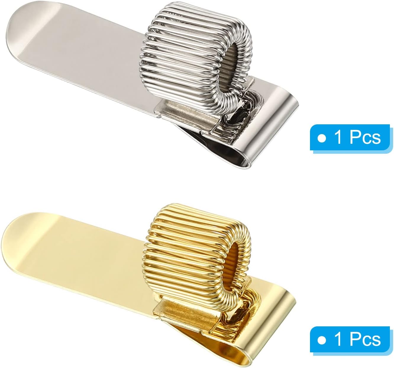 PATIKIL Pen Holder Clips, 2Pcs Metal Vertical Portable Single Spring Loop Pencil Organizer for Office Business Pocket Notebook Clipboard, Multicolor image 3