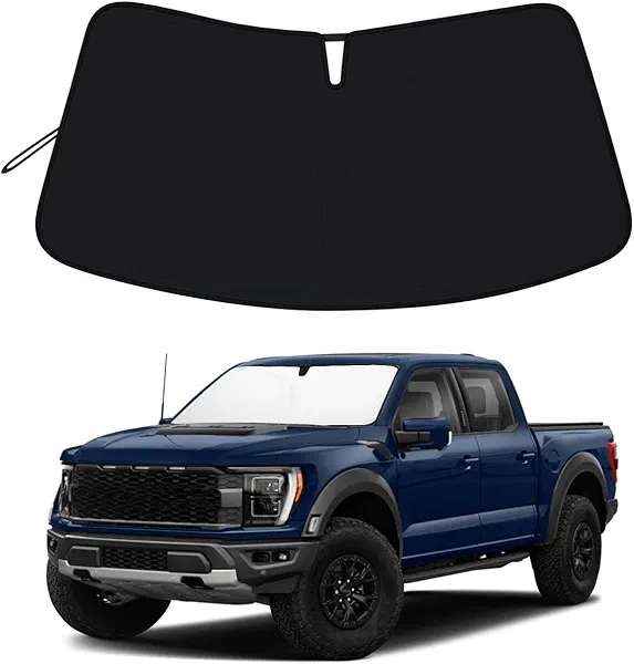 PIMCAR Windshield Sun Shade for Ford F150 2021-2025 | Premium 310T Reflective UV & Heat Protection | Custom Fit Foldable Sunshade with Storage Pouch, Dashboard Protector