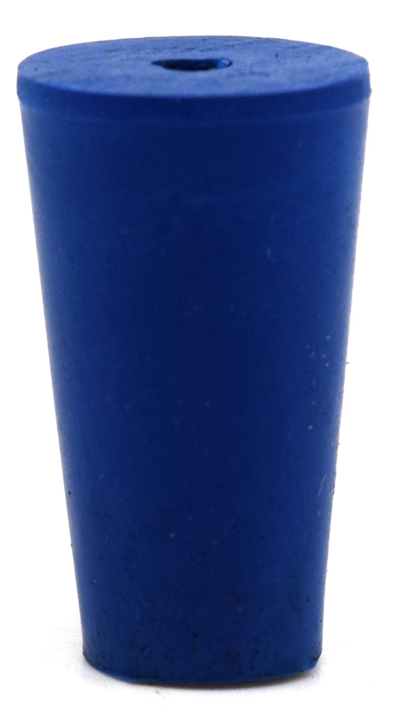 EISCO 10PK Neoprene Stoppers, 1 Hole - ASTM - Size: #0-13mm Bottom, 17mm Top, 25mm Length - Suitable for use with Petroleum, Oils & Most Inorganic Acids and Bases