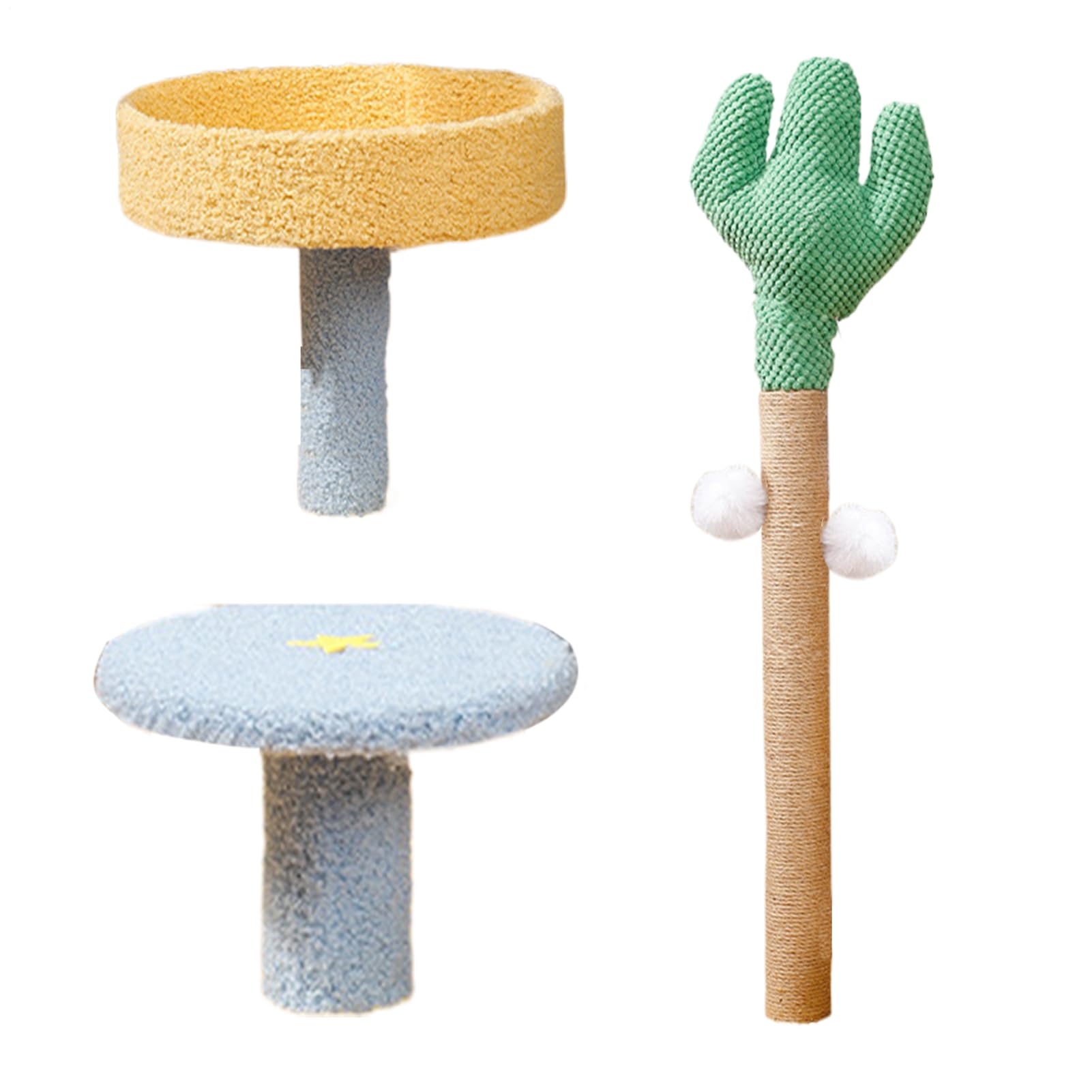 Arbre à chat cactus avec griffoirs sisal et balles de jeu
