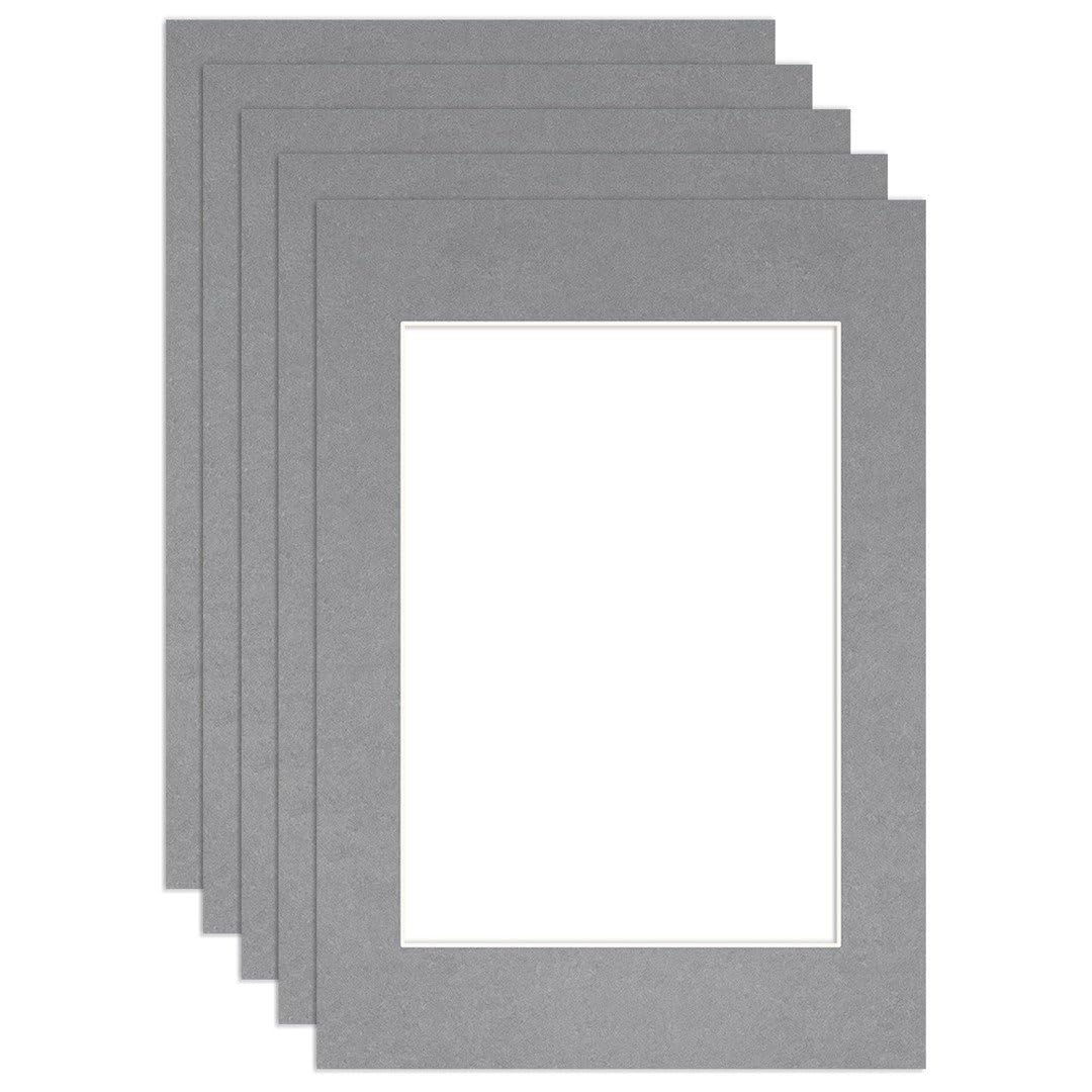 Procut Global A5 Mid Grey Picture Mounts to Fit A6 Aperture - Precision Cut Cardboard Photo Mount - Ideal for Frames, Prints, Artwork & Certificates - Sizes & Colours Available - 5 Pack โ image 1