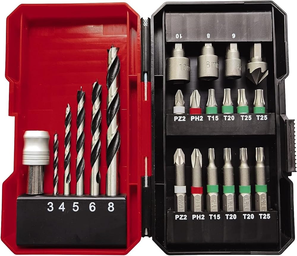Einhell Trapano avvitatore a batteria TE-CD 18/45 3X-Li +22 2x2,0 Ah PXC (mandrino amovibile, attacco angolare, attacco eccentrico, 22 accessori te, 2 batterie da 2,0 Ah, caricabatteria + E-Box)