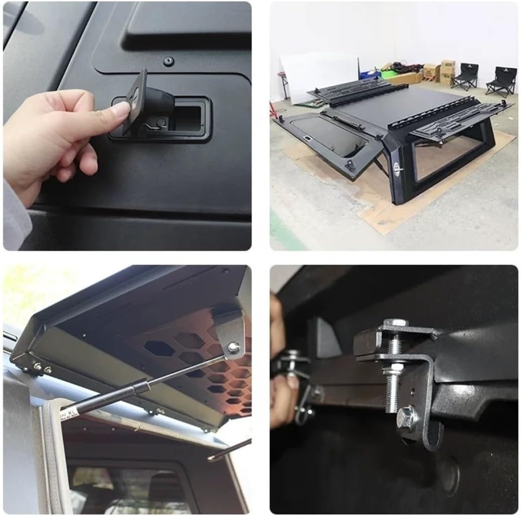 Truck Topper Compatible for Jeep Gladiator Short Bed，Hardtop Aluminum Pickup Canopy，Lockable No-Drill Install ，All-Weather Overland Ready