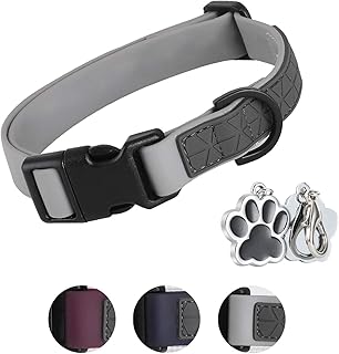 Dog Collar Waterproof Pet Collars,Neck Adjustable Silicone Dog Collar with Strong Coated Webbing and Cute Metal Pendant for Boy Girls Dog Collars S/M/L Sizes
