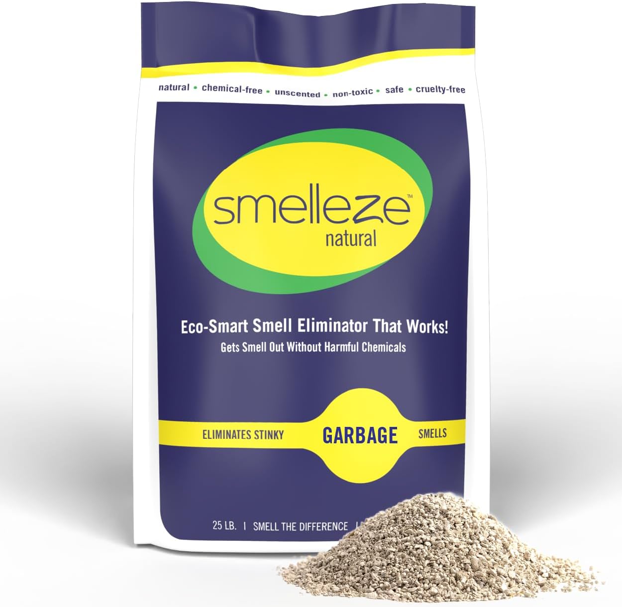 SMELLEZE Natural Garbage Smell Deodorizer Granules: 25 lb. Bag. Sprinkle on Garbage to Rid Smell