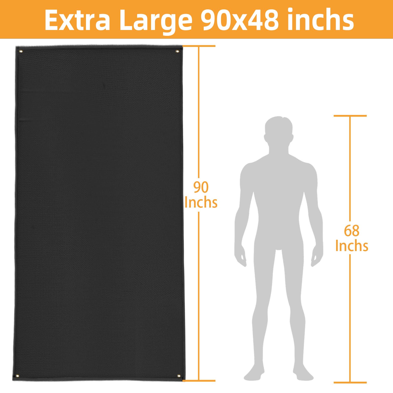 Extra große Grillmatte für den Außenbereich, 228,6 x 121,9 cm, kompatibel mit Blackstone Grills, Holzkohlegrills und Gasgrills, feuerfesten Grillpads und Bodenmatten, schwarz