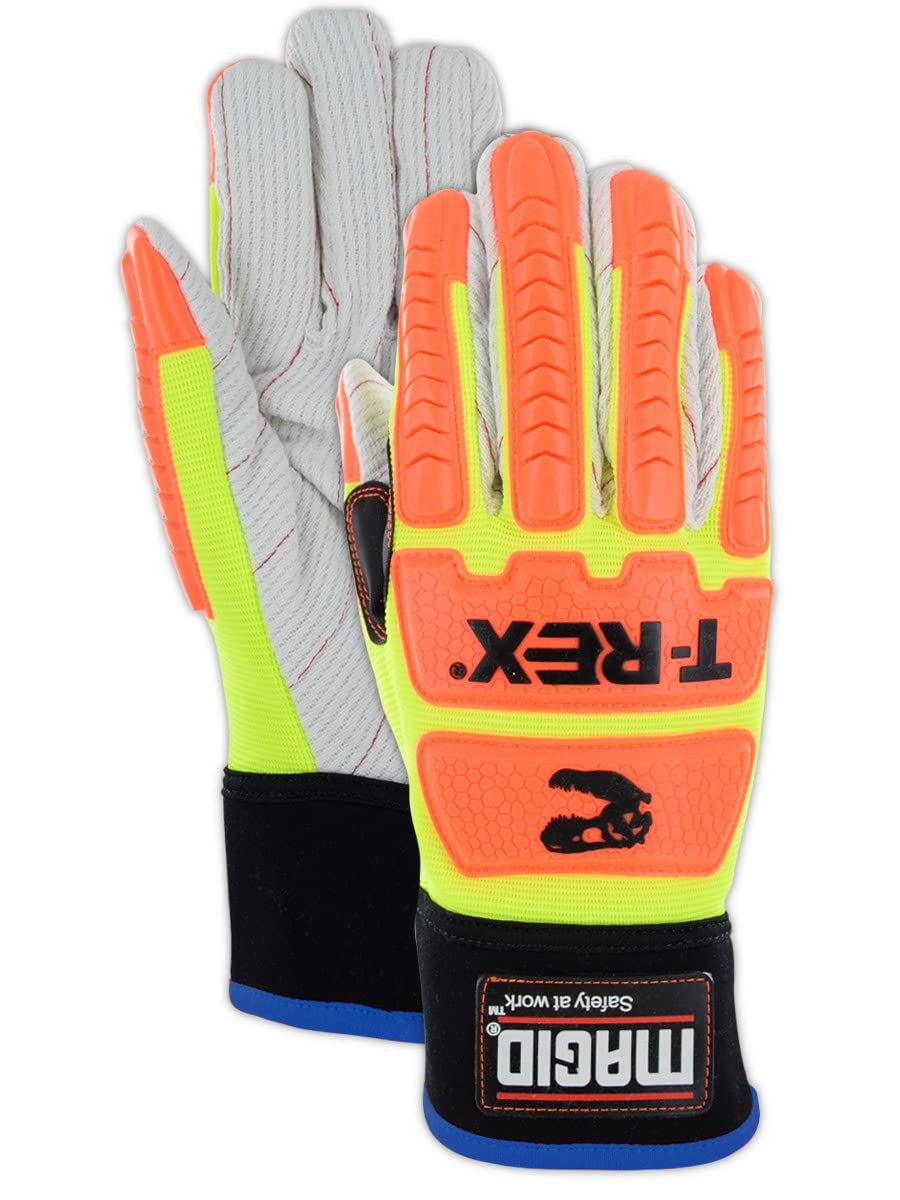 MAGID T-REX Primal Series ANSI A2 Corded Palm Impact Gloves , 1 Pairs, Size 12/3XL, TRX510W