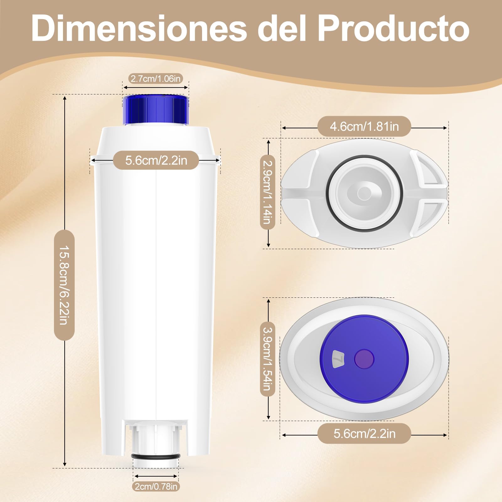 Filtro de agua para máquina de café Delonghi Magnifica s, suavizar el agua, reducir la cal - incluidas las versiones de la serie ECAM, Esam, ETAM (2pcs)
