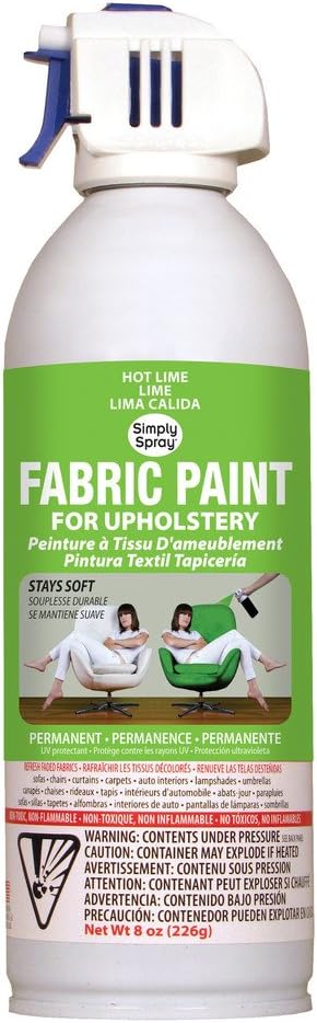 Upholstery Fabric Paint - Non-Toxic Aerosol Paint For Use On All Absorbent Materials (Various Colours Available) (Hot Lime)