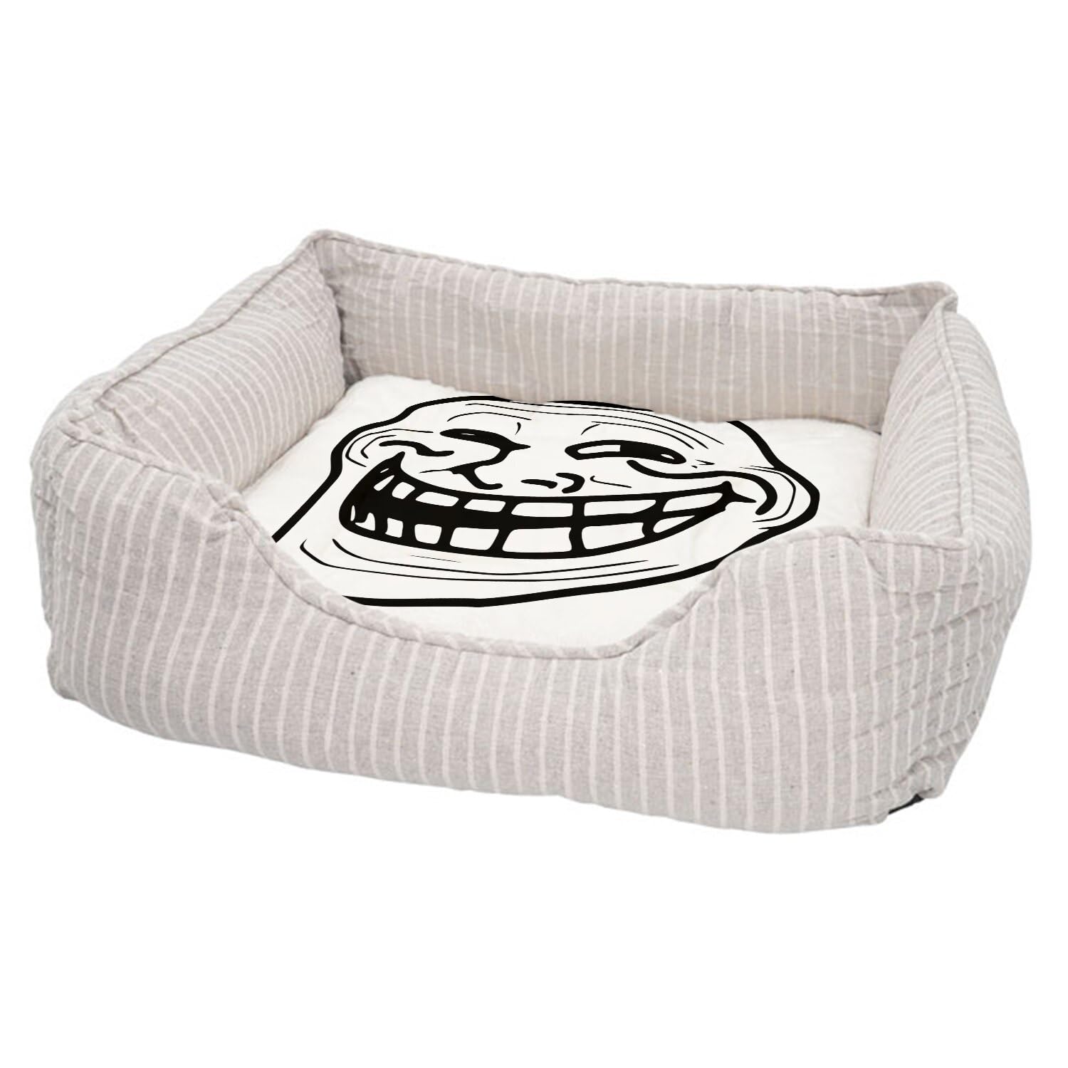 Panier rembourré chien et chat au motif Troll Face avec base antidérapante