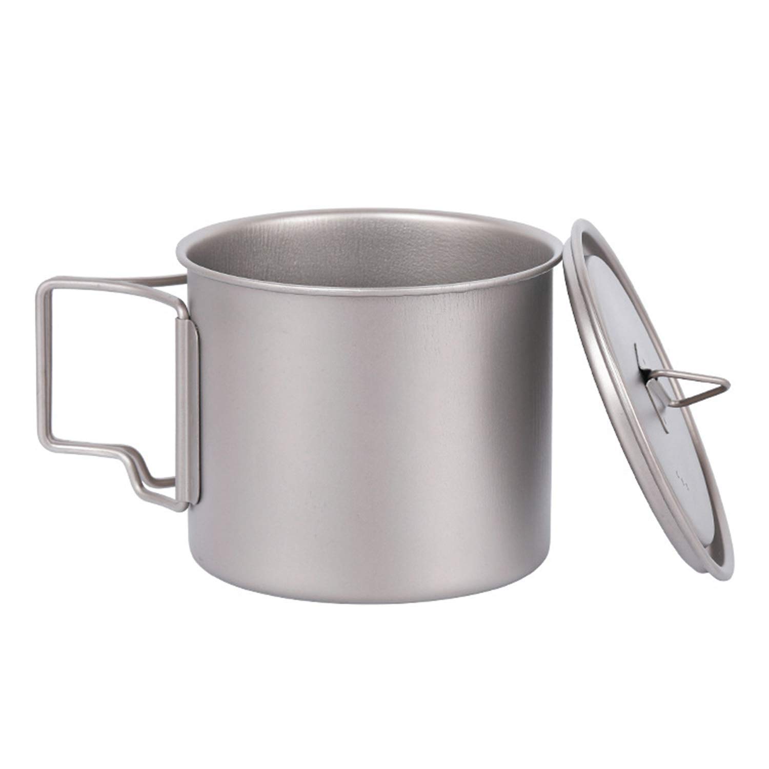 BERTY·PUYI Titan-Becher, 550 Ml Ultraleichter Tragbarer Topf Titan-Wasserbecher-Becher Für Outdoor-Camping, Wandern, Rucksack, Kaffeebecher Mit Klappgriff