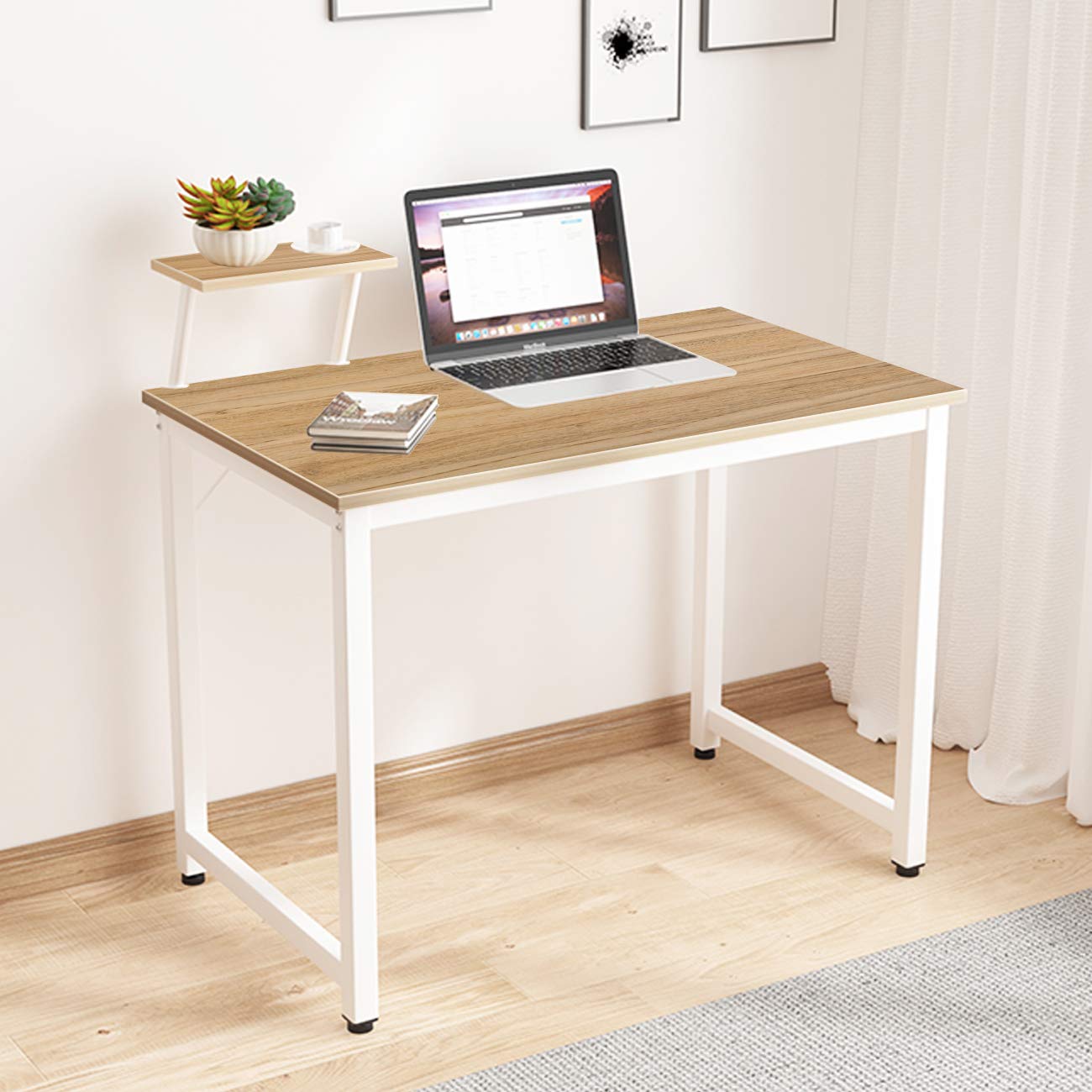 Scrivania In Legno Soges 80x40x75 Cm - Per Computer, Ufficio Casa, Quercia, Robusta - Foto 3