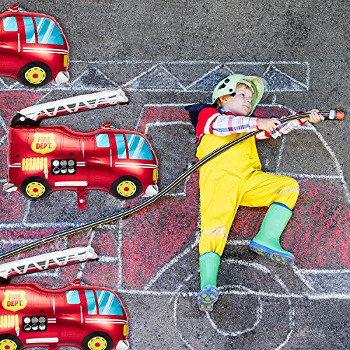 8 Pieces Red Jumbo Fire Truck Foil Balloon Large Helium Fire Truck Balloon For Birthday Party Decorations #TOP4
