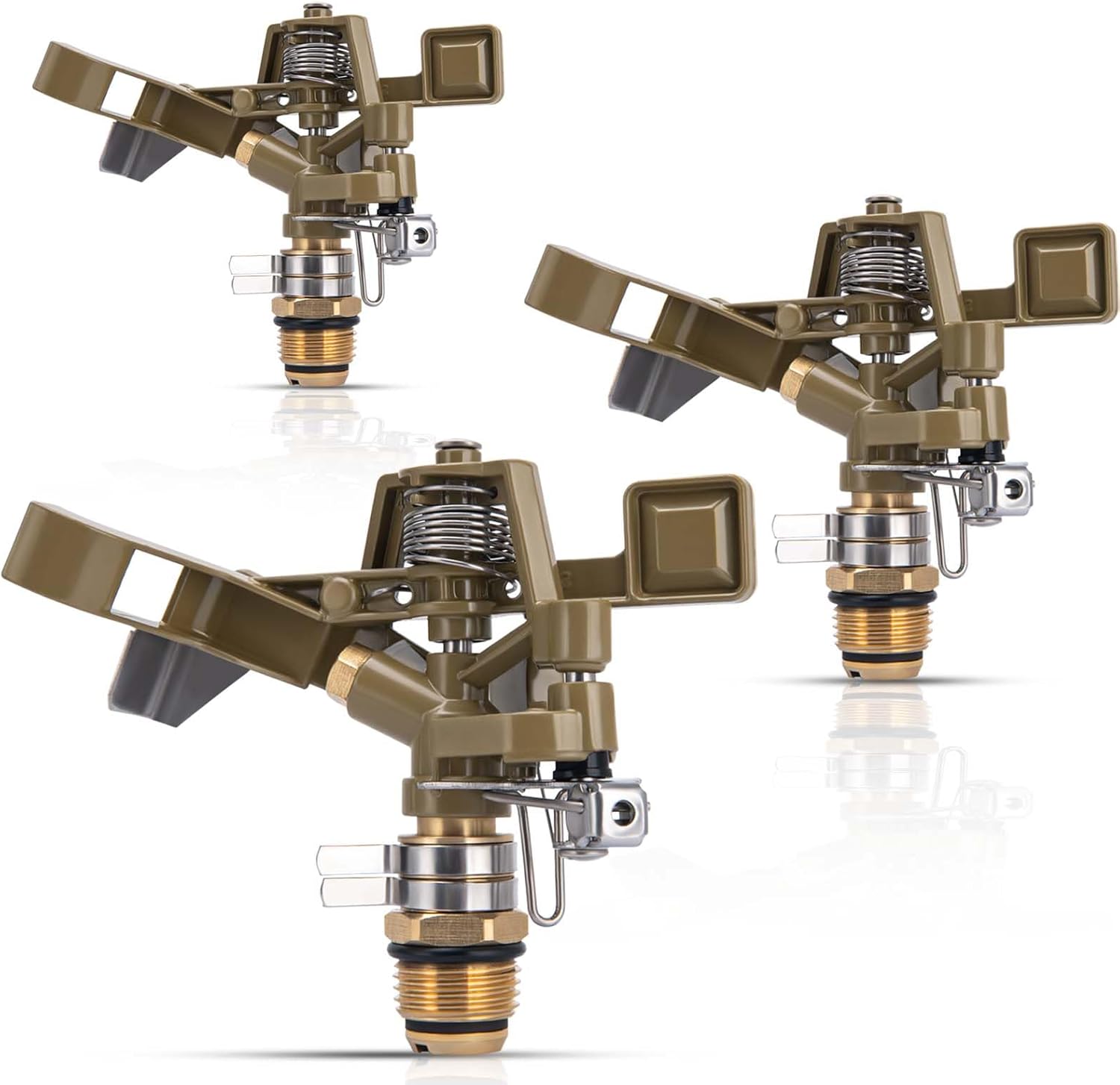 Brass Impact Sprinkler Head - 1/2 Inch Impact Sprinklers with Adjustable Nozzles for 360 Degrees Watering, Ideal for Large Patios, Gardens & Irrigation (2 PCS)