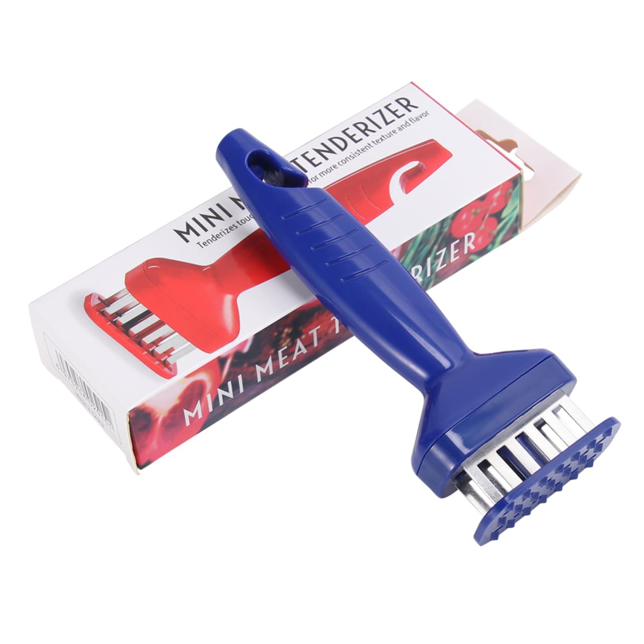 GRIRIW Stainless Steel Meat Loosening Machine with Cover Widen Tenderizer for Steak Pork and Chicken Kitchen Props with Comfortable Plastic Handle for Home and Shop Use Blue