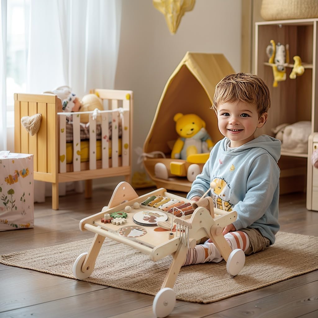 Passeggino in legno per bambini