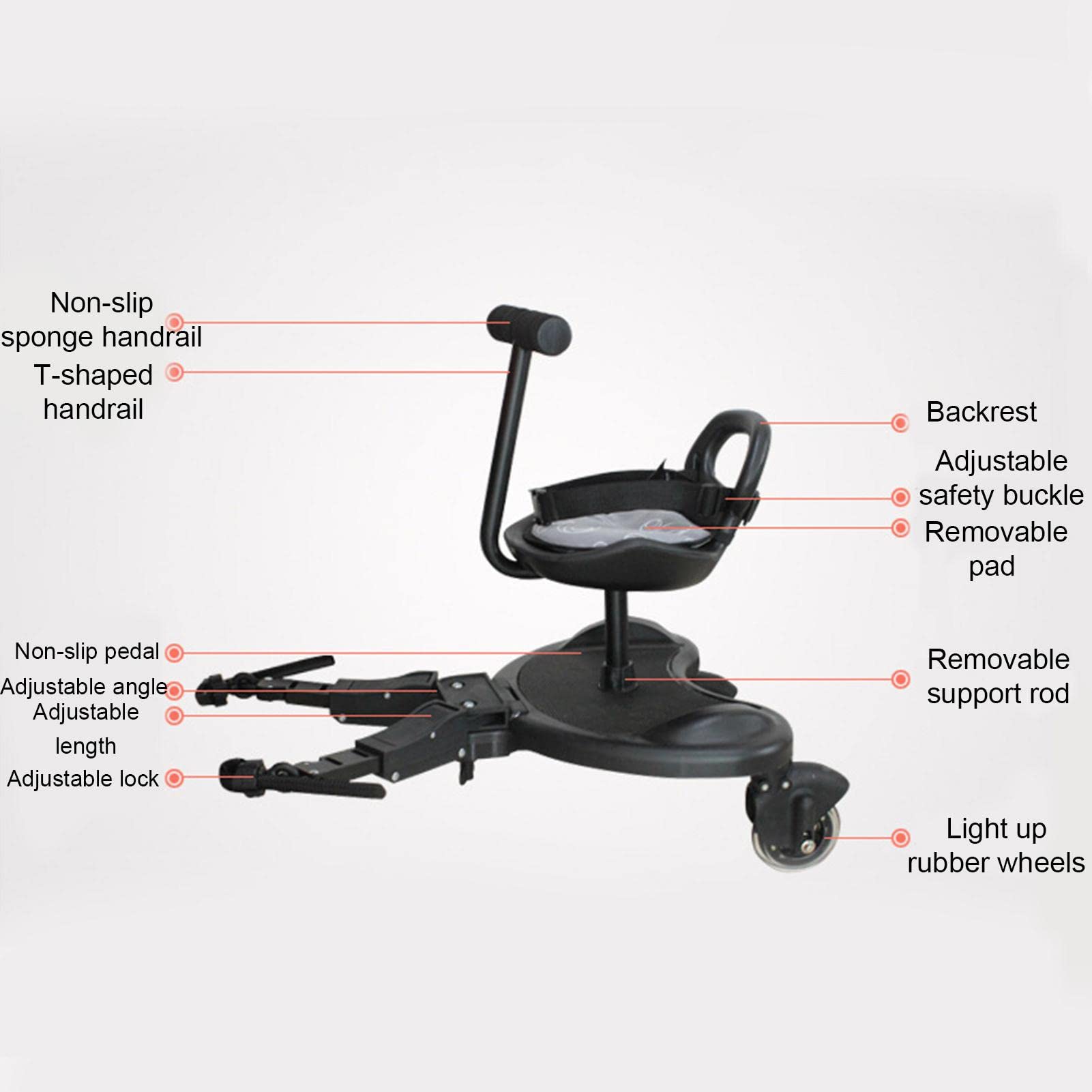 Tabla para cochecito con ruedas | Accesorio ajustable 2 en 1 para viaje