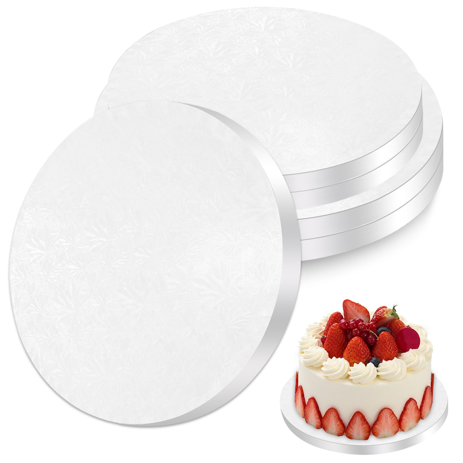 Sottotorte Rotondi In Cartone - 5 Pezzi Da 25cm Impermeabili E Riutilizzabili - Foto 3
