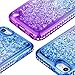 iPod Touch 7 Case, iPod Touch 5 6 Case, Ruky Quicksand Series Glitter Flowing Liquid Floating Bling Diamond Flexible TPU Girls Women Cute Case for iPod Touch 5th 6th 7th Generation Case (Blue Purple)