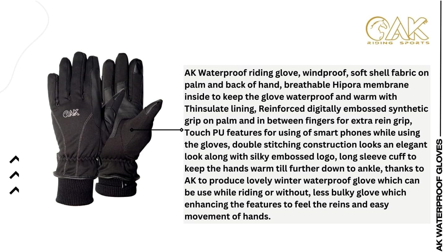 AK Winter Waterproof Equestrian Gloves for Women & Men – Thermal Insulated Riding Gloves for Cold Weather, Horseback Riding & Daily Wear AKRS-6820