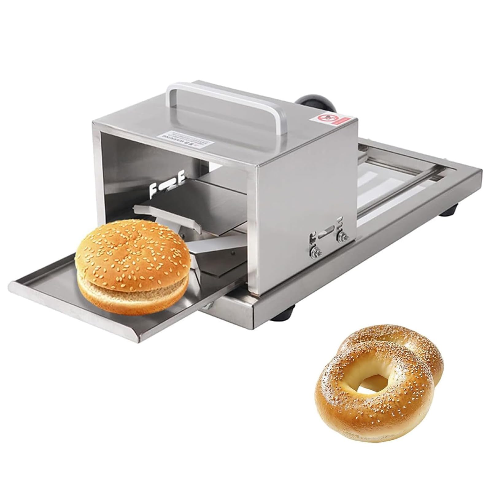 Cortador manual de bagel, cortador comercial de pan y pan de hamburguesa, calibre de alimentación máxima de 4.7 x 5.9 pulgadas, 4 ajustes de grosor para bollos y pasteles