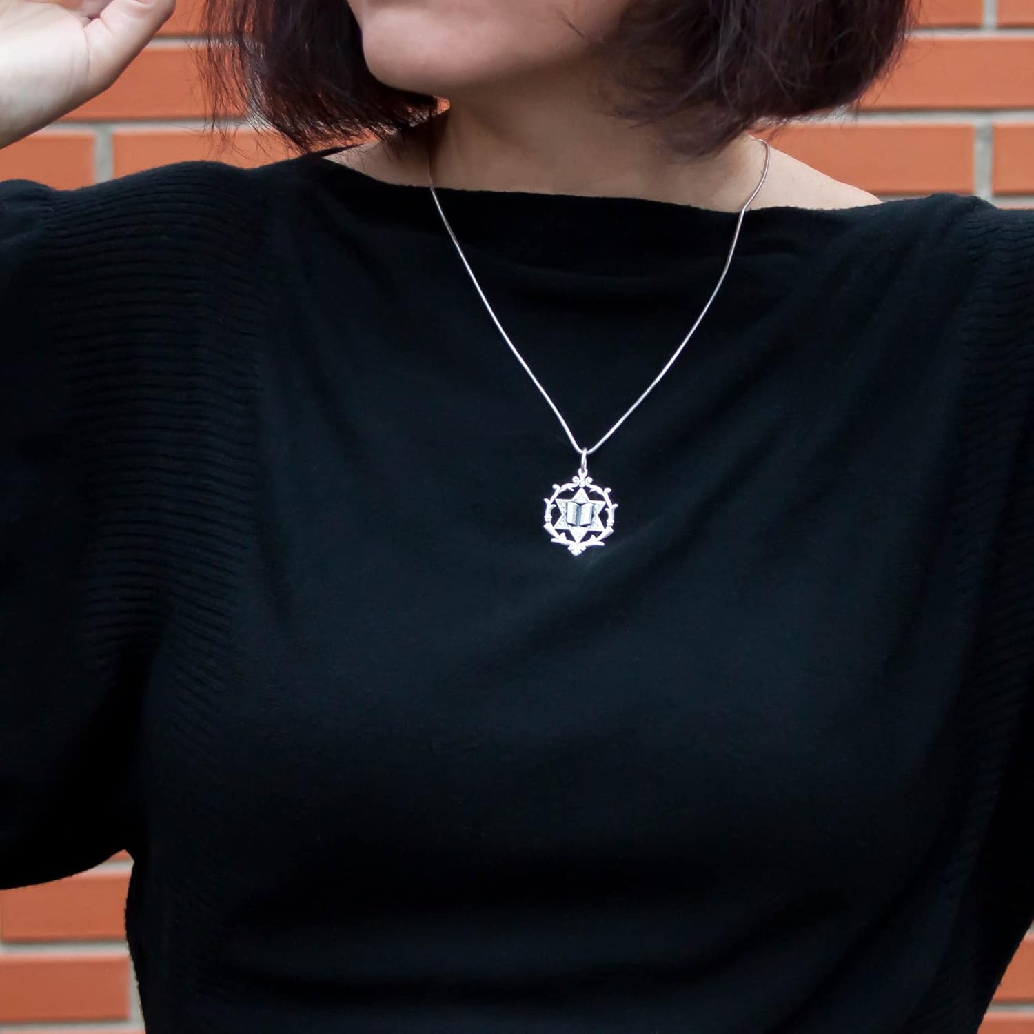 925 Sterling Silver Jewish Star of David Necklace for Women Men - Magen David Pendant with Torah - Religious Judaica Amulet - Hebrew Israel Jewelry Gifts - Unique Design - Handmade