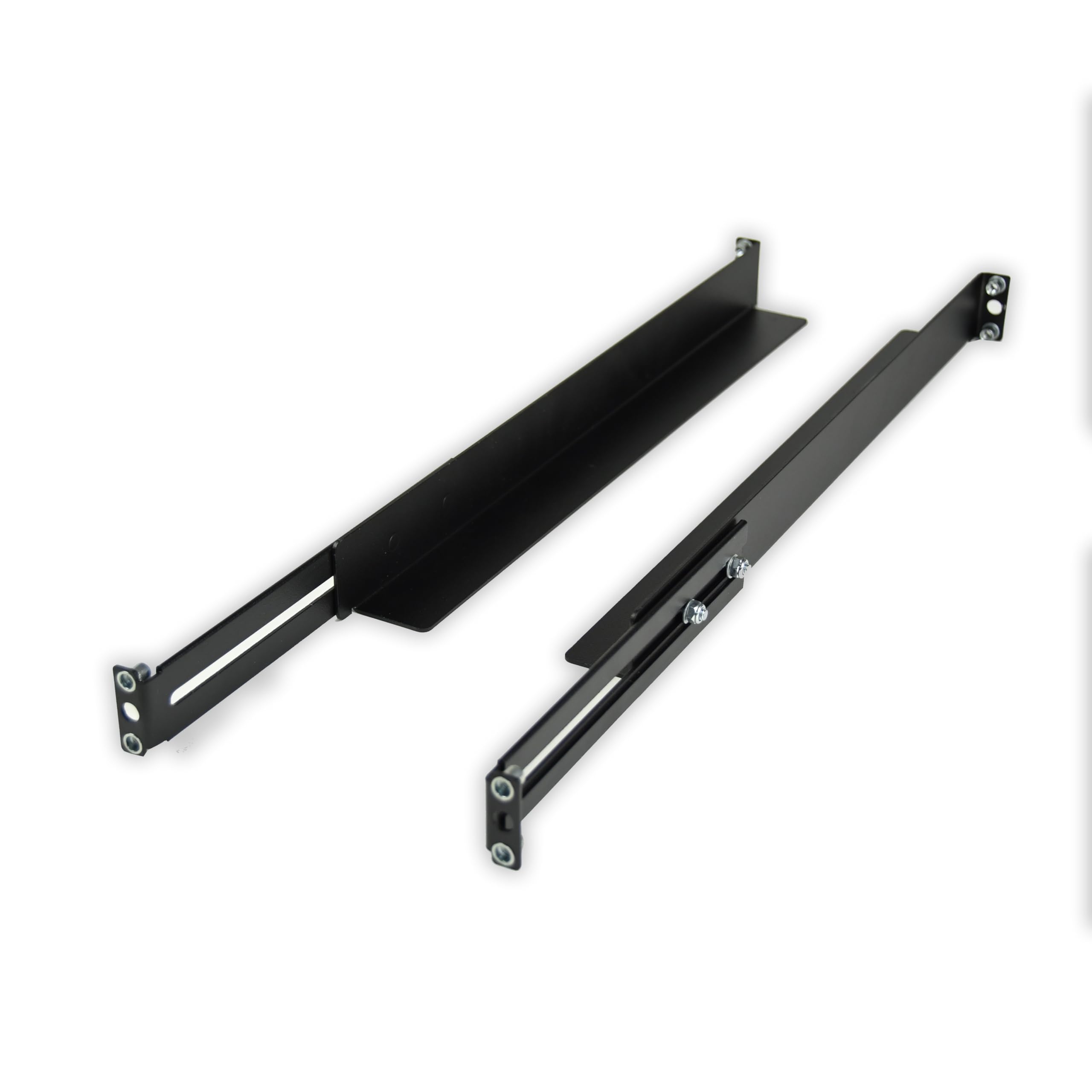 Cobox kit de 2 équerres pour Rack 1U, 19" - Profondeur Réglable : Min. 490mm - Max. 630mm. Kit de 2 Rails en « L » pour Baie et Coffret Informatique 19 Pouces 1U, Ajustable. Couleur Noir