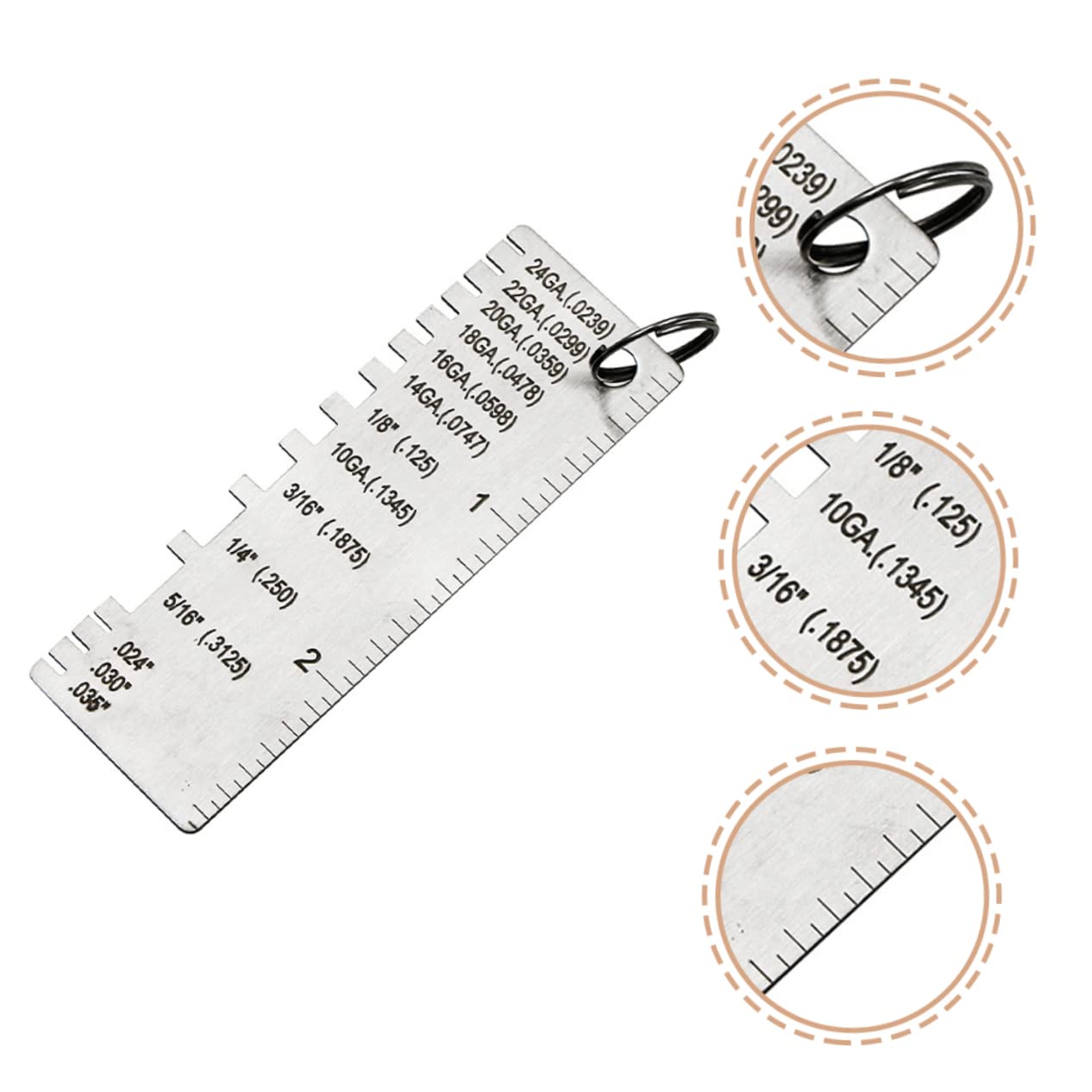 Baluue 12pezzi Misuratore Di Spessore Per Saldatura in Acciaio Inossidabile Strumenti Per Misurazioni Precise Resistente Alla Corrosione Facile Da Leggere